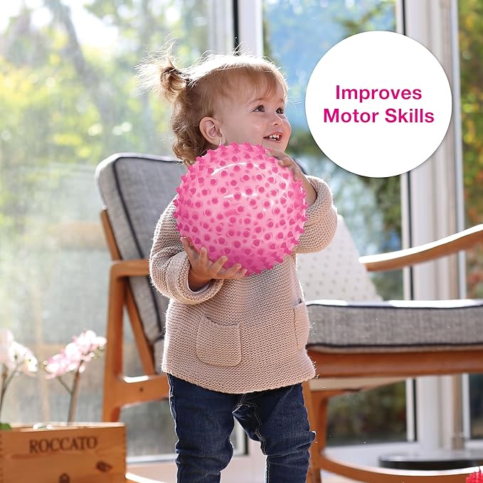 Edushape Sensory Ball for Baby - 7" Transparent Pink, Enhances Gross Motor Skills for Kids 6 Months & Up