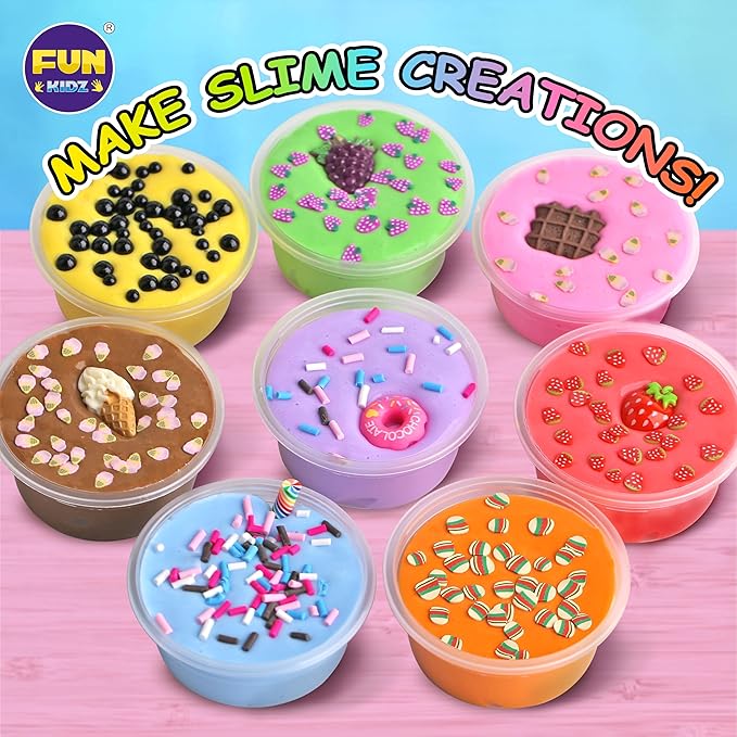 4 LB Milky Butter Slime Bucket Gift for Girls, FunKidz 64 FL OZ Huge Soft White Premade Scented Slime Kit Toy with 29 Variety Add-Ins Perfect Birthday Present for Kids Age 6+