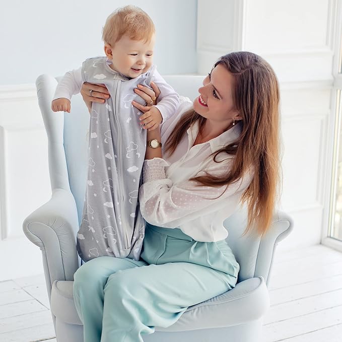 Baby Sleep Sack 1.0 TOG, Organic Cotton Baby Wearable Blanket with Two-Way Zipper, Swaddle Transition Baby Sleeping Bag, All-Season Sleep Sack for Newborn Infant Toddler Boy Girl, 6-12 Months, 1-Pack