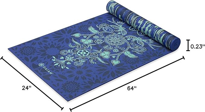 Gaiam Yoga Mat - Premium 6mm Print Reversible Extra Thick Non Slip Exercise & Fitness Mat for All Types of Yoga, Pilates & Floor Workouts (68" x 24" x 6mm Thick)