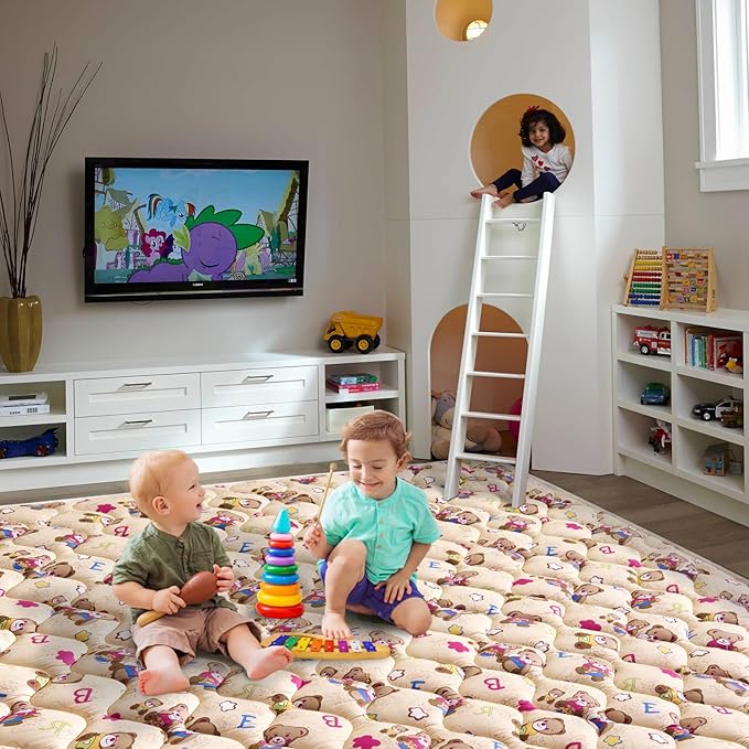 CotanLyama Baby Play Mat - 79" X 71",Premium Thicker Foam One-Piece Crawling Mat, Machine Washable, Extra Large Anti-Slip Activity Playmat for Babies, Toddlers & Infants