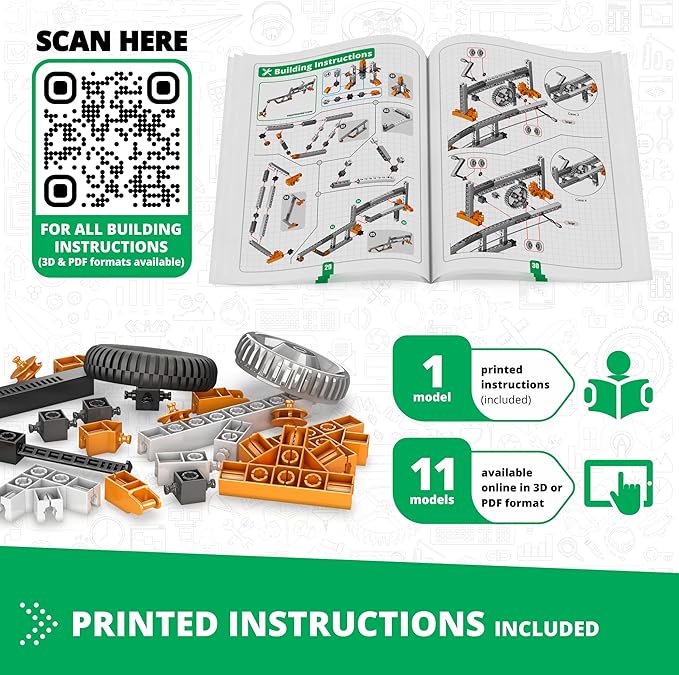 Engino- STEM Toys, Mechanics Gears & Worm Drives, BuildingToys for Kids 9+, Engineering Kit, Educational Set, Gifts for Boys & Girls, STEM Projects, Fun Activities for Kids (12 Model Options)