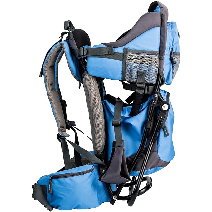 ClevrPlus Canyonero Camping Baby Backpack Hiking Kid Toddler Child Carrier with Stand and Sun Shade Visor, Blue