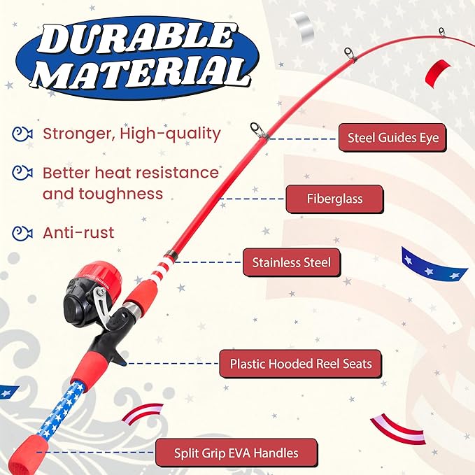 Kids Fishing Pole, Portable Telescopic Kids Fishing Poles for Boys and Girls, Fishing Rod and Reel Combo Kit with Tackle Box, and Fishing Net, Best Fishing Pole for Toddler Youth