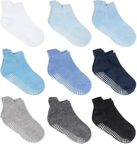 Zaples Baby Non Slip Grip Ankle Socks with Non Skid Soles for Infants Toddlers Kids Boys Girls
