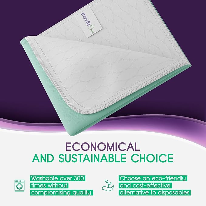 Incontinence Bed Pads - Big Size - Reusable Waterproof Underpad Chair, Sofa and Mattress Protectors - Highly Absorbent, Machine Washable - for Children, Pets and Seniors (36x72 (Pack of 1), Green)