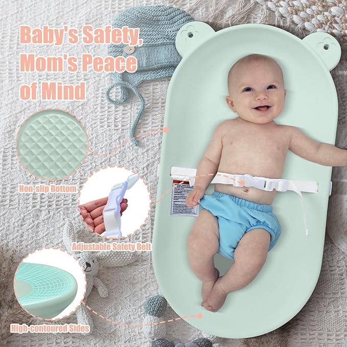 Baby Changing Pad, EVA Waterproof Non-Slip Changing Table Pad with Adjustable Strap for Dresser Changing Table Nursery, Portable Diaper Changing Pad, Green