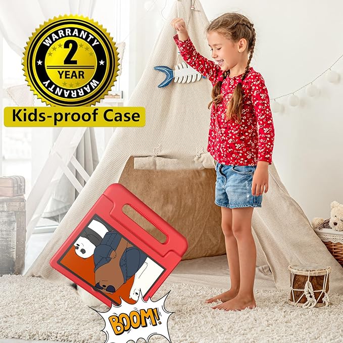 Kids Tablet, 10.1 Inch Tablet for Kids Android 14, 64GB Octa-Core, WiFi, Big Battery, Kids Space, Parental Control 1280 * 800 HD Display Children Tablets Red