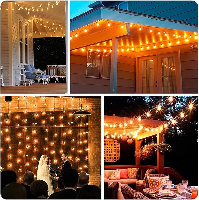 50Ft LED Outdoor Patio String Lights - Waterproof Globe Lights with 52 Shatterproof Frosted Bulbs, Connectable for Wedding, Party, Christmas & Garden Decor, Black Wire