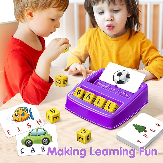 Educational Toys for 3 4 5 Year Old Girls Boys Gifts, Matching Letter Spelling Games Learning Toys for Kids 2-4 Year Olds, Christmas Birthday Gifts for 3-6 Year Old Girls Toddler Toys Age 2-4