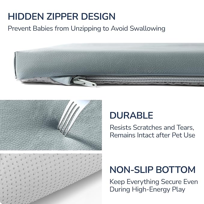 Baby Play Mat for Floor,1.3'' Thick Memory Foam Play Mat,Soft PU Leather Muscle Mat Rug,Cushioned & Waterproof Playpen Mats,Non Slip Crawling Padded Tummy Time Mat for Toddlers,Infants,Kids