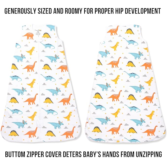 Baby Sleep Sack 1.0 TOG, Organic Cotton Baby Wearable Blanket with Two-Way Zipper, Swaddle Transition Baby Sleeping Bag, All-Season Sleep Sack for Newborn Infant Toddler Boy Girl, 6-12 Months, 1-Pack