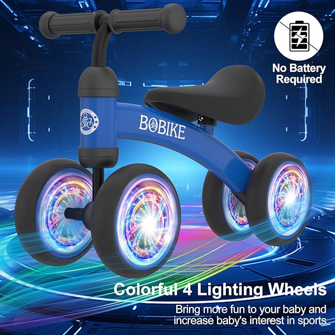 Baby Balance Bike Toys for 12-36 Months Kids Toy Boy and Girls Gifts Toddler Best First Birthday Gift Children Walker No Pedal Infant 4 Wheels Bicycle (Colorful, Blue-Light)