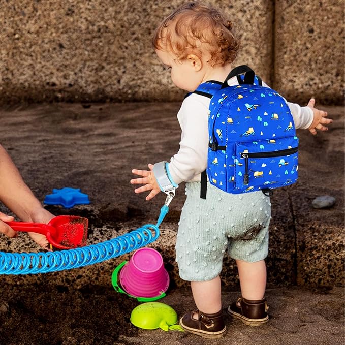 Accmor Toddler Backpack Leash, Mini Child Backpack with Anti Lost Wrist Link, Cute Kids Backpack Leash Walking Harness for Outdoor Travel, Small Excavator Backpack Tether for Baby Boys Girls Ages 1-3