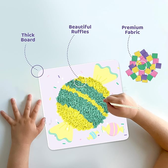 jackinthebox Poke Poke Art – Dinosaurs Theme, Mess-Free Fabric Art and Craft, Flower Pressing Kits, Gift for Kids, Toys for Girls and Boys Ages 4 5 6 7 8