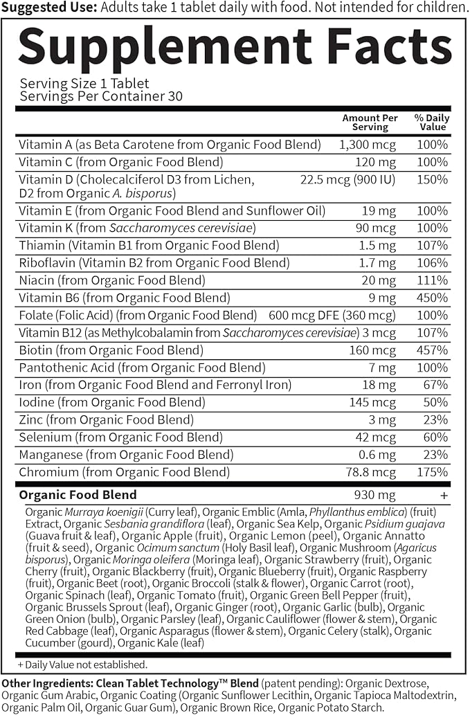 Garden of Life Organics Prenatal Vitamins - 30 Tablets, Prenatal Once Daily Whole Food Vitamins for Women with Folate not Folic Acid, Vitamin D3, Iron, Vegan One a Day Prenatal Multivitamin