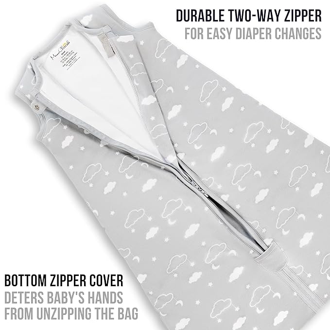 Baby Sleep Sack 1.0 TOG, Organic Cotton Baby Wearable Blanket with Two-Way Zipper, Swaddle Transition Baby Sleeping Bag, All-Season Sleep Sack for Newborn Infant Toddler Boy Girl, 2-Pack, 6-12 Month