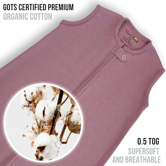 Baby Sleep Sack 1.0 TOG, Organic Cotton Baby Wearable Blanket with Two-Way Zipper, Swaddle Transition Baby Sleeping Bag, All-Season Sleep Sack for Newborn Infant Toddler Boy Girl, 2-Pack