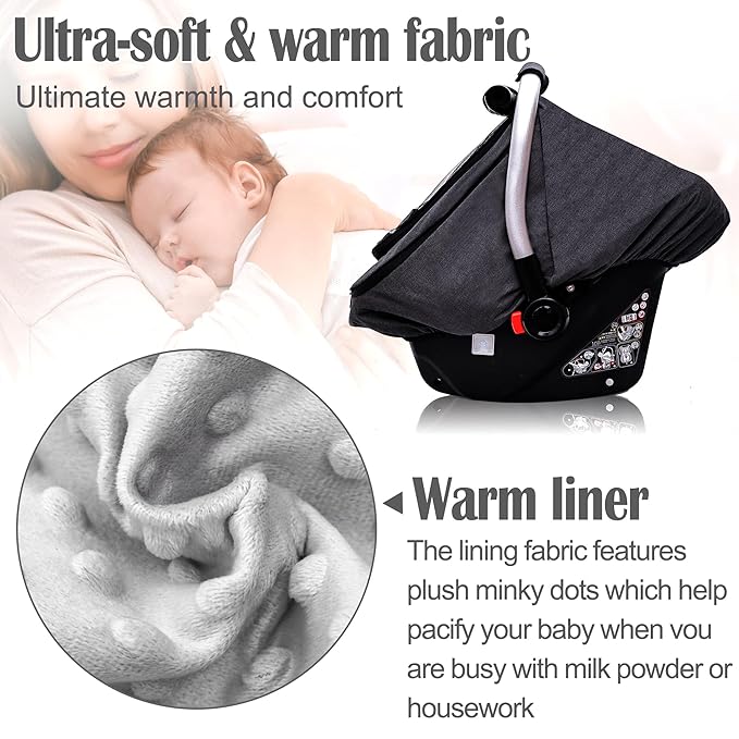 Waterproof Baby Stoller Bunting Bags Winter Carseat Canopies Cover to Protect Baby from Cold Wind, Super Warm Plush Fleece Baby Carrier Cover for Infant Boys Girls, Keeps Babies Warm and Cozy