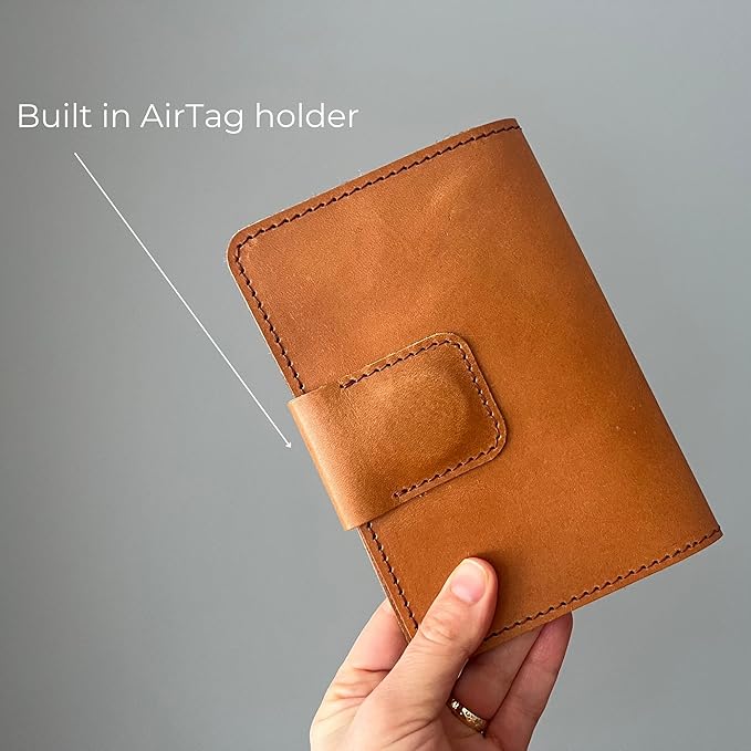 CITYSHEEP Passport Wallet With Airtag Slot - Family Holder for 4 Passports. Tan Color