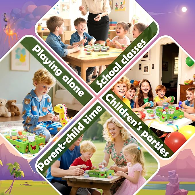 Air Dry Clay Kit - Dinosaur Theme, Modeling Clay for Kids, DIY Model Magic with Sculpting Tools and Tutorials, 12 Boxes Molding Clays, Ultra Light, Soft & Non-Toxic, Arts and Crafts Gift for Kids