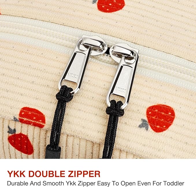 Corduroy Kids Backpack for Girls and Boys 5-8: Girls Backpack for Elementary Kindergarten - 15 inch Cute Backpacks for Kids - Strawberry