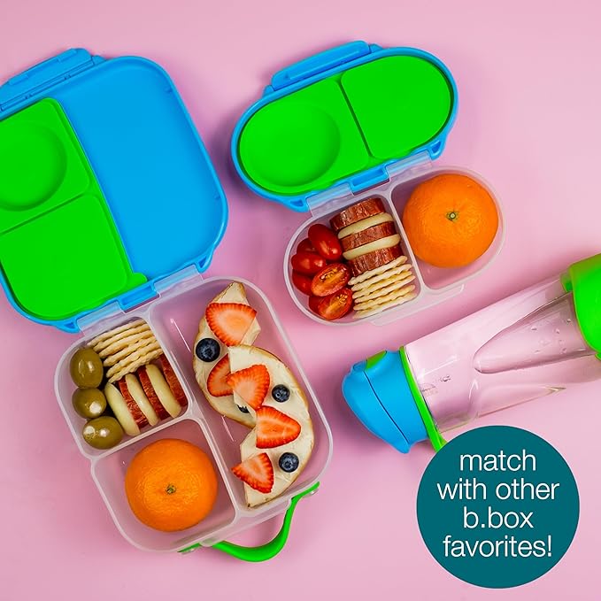 b.box Snack Box (2-pack) Reusable Snack Containers with Lids – Bento Box for Kids & Toddlers, Leakproof Lunch Box, BPA-Free and Dishwasher Safe Snack Container (S'shake + Indigo Rose, 1 3/4 Cup)