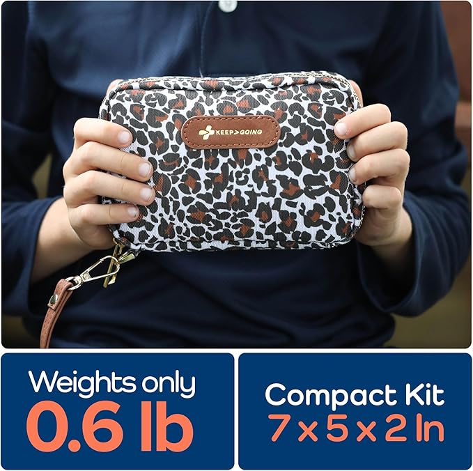 Keep Going Travel First Aid Kit for Kids – 130 Pc.for Purse, Diaper Bag, Backpack, & Suitcase, with Latex-Free Bandages – 7 x 5 x 2 in. Travel First Aid Kit TSA-Approved