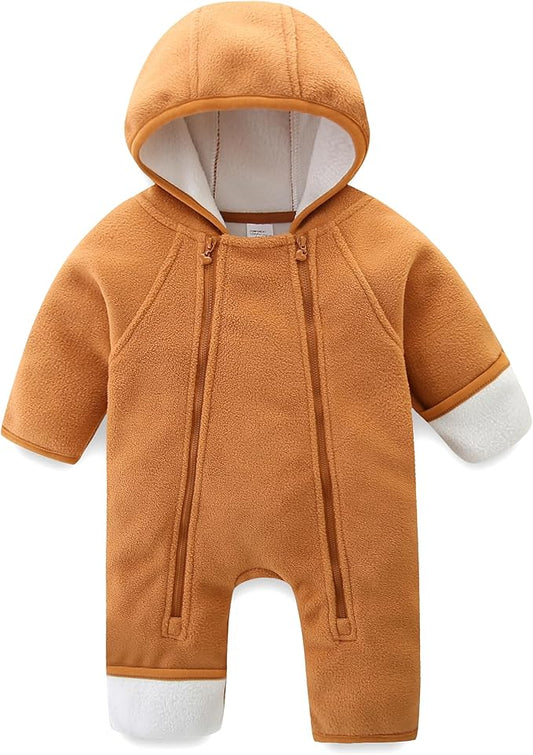 Newborn Baby Fleece Jumpsuit Girls Boys Winter Hooded Coverall Romper Cute Baby Snowsuit Clothes