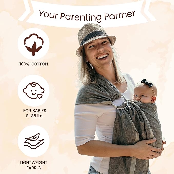 Hip Baby Wrap Ring Sling Baby Carrier for Infants and Toddlers - Beautiful, 100% Soft Cotton Baby Wraps Carrier For Babies 8-35 lbs, Perfect Baby Shower Gifts Moms And Dads - Nursing Cover (Turquoise)