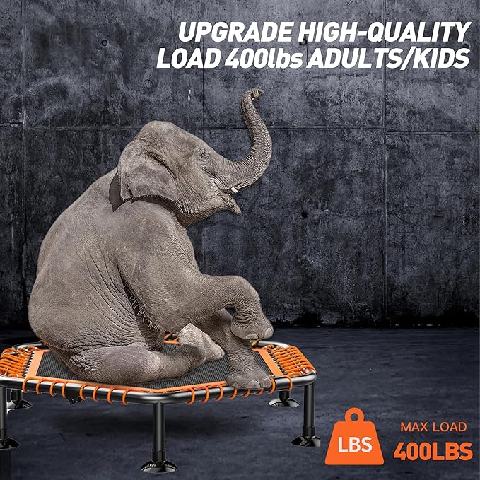 CLORIS 38in/48in Folding Trampoline - Max Load 220lbs / 450lbs Mini Trampoline Rebounder Trampoline for Adults with Adjustable Foam Handle, with safty Padded Cover Best Gift for Kids/Adult