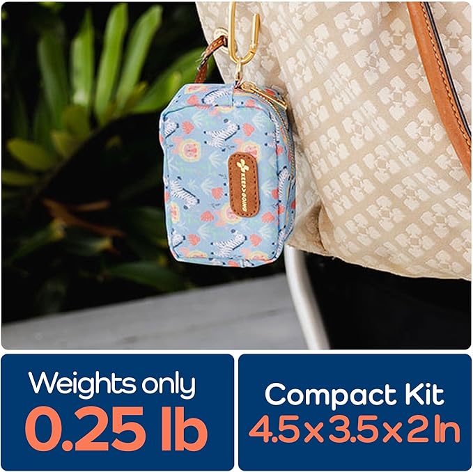 KeepGoing Small Travel First Aid Kit Kids – 60 Pc. Mini First Aid Kit for Purse, Diaper Bag, & Backpack with Latex-Free Bandages – 4 Oz., & 4.5 x 3.5 x 2 in, TSA-Approved