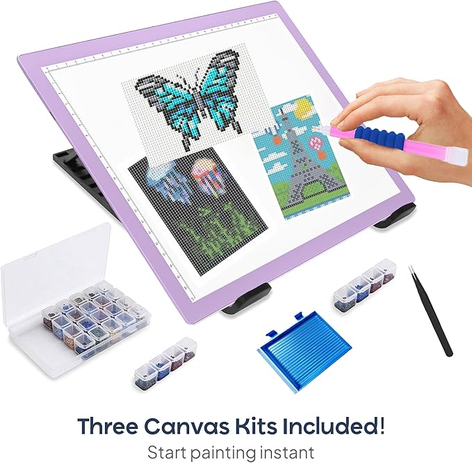 iVyne Rechargeable A4 Light Pad for Diamond Painting & Art Projects – LED Light Board with Diamond Art Accessories – Ultra-Thin & Portable Diamond Dot Light Board, Perfect for Artists - Purple