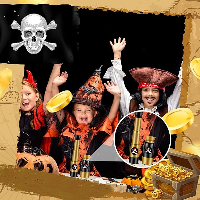Deekin 36 Pcs Pirate Telescope for Kids Pirate Party Favors Accessories Telescope Toys Spyglass Mini Treasure Hunt for Boat Halloween Birthday Party Supplies