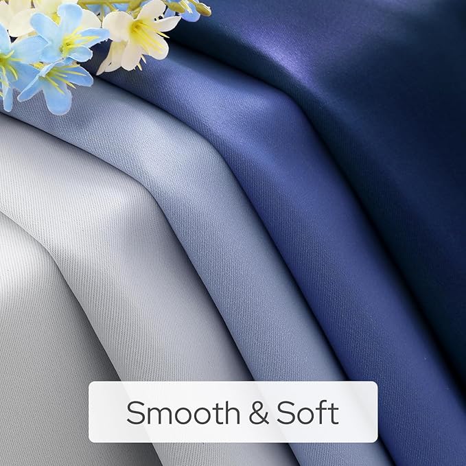 HOMEIDEAS Navy Blue Ombre Blackout Curtains, 52 X 63 Inch Length Gradient Color Room Darkening Curtains with Grommet Thermal Insulated Window Drapes for Living Room, Bedroom, 2 Panels