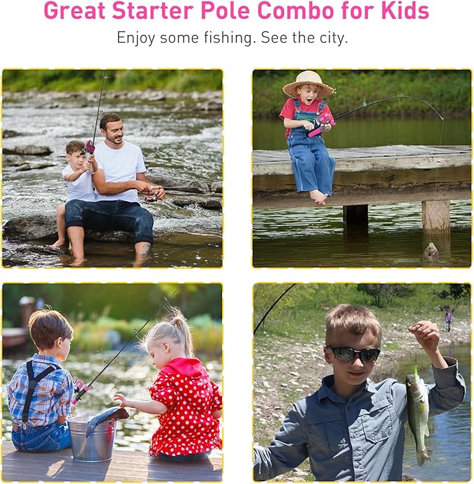 Kids Fishing Pole Kit, 59'' Telescopic Rod and Reel Beginner Combo with Spincast Reel,Tackle Box, Carrier Bag,Fishing Gear for Boys,Girls, Toddler,Youth