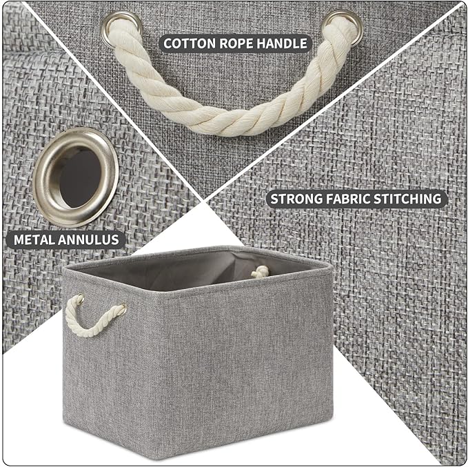DULLEMELO Fabric Storage Bins 16x12x12 inches, Large Rectangular Storage Baskets 2 Pack, Collapsible Storage Organizer Decorative Storage Boxes for Closet, Toys, Clothes, Home, Office (Grey)
