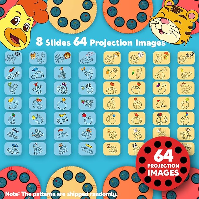 Drawing Kit 4-6, Drawing Projector for Kids, Art Sketch Projector Drawing and Tracing Include 64 Projection Image, Color Pen, Drawing Stencil, Kids Learn How to Draw Toys Set for Boys Girl Ages 3-5
