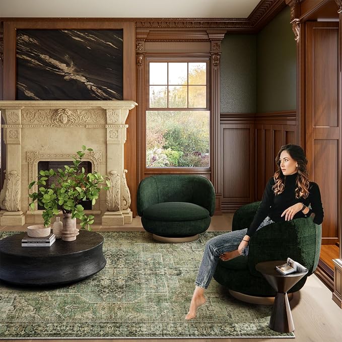 6x9 Area Rugs for Living Room: Washable Bedroom Rug Boho Vintage Rugs Stain Resistant Non Slip Low Pile Soft Lightweight Carpet for Kitchen Dining Room Farmhouse Nursery Kids Room