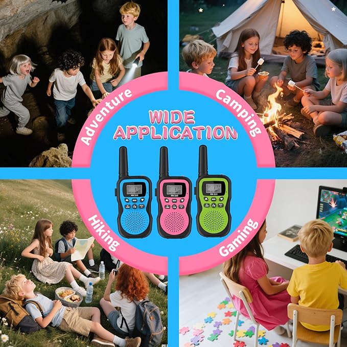 3 Pcs Walkie Talkies for Kids Rechargeable 3 KM Handheld Walkie Talkies Long Range 22 Channel 2 Way Radio Birthday Party Gifts for 3-12 Years Old Girls Boys Outside Adventure Camping Hiking