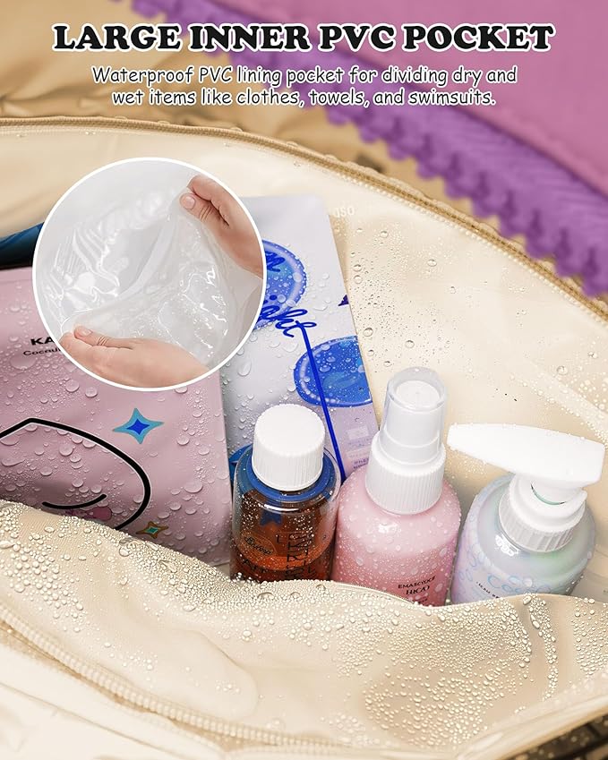 Duffle Bag with Initial, Spend The Night Bags for Women，Overnight Bag with Wet Pocket，Birthday Gift-Lightweight Travel Bags Personalized Gym Tote with Makeup Pouch