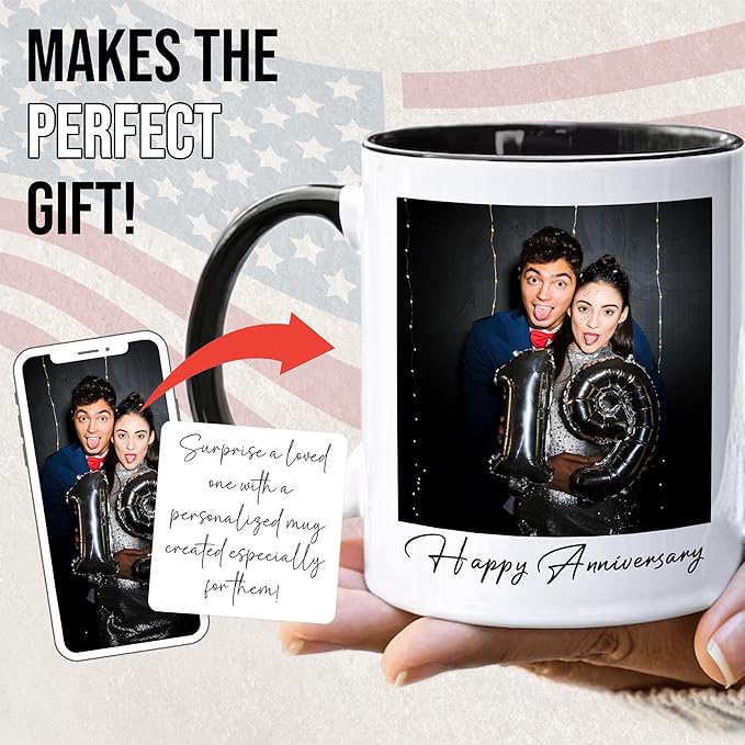 Custom Mug Upload Your Picture Personalized Coffee Mug with Photo Text Name Customized Cup Unique Ideas Gifts for Men Women Mom Dad Halloween Christmas Thanksgiving Friend Family