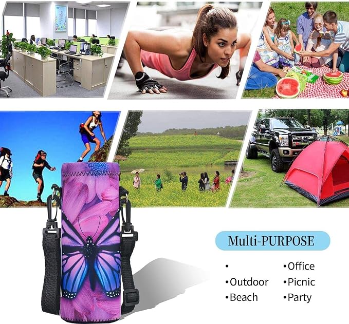 AUPET Water Bottle Carrier,Insulated Neoprene Water bottle Holder Bag Case Pouch Cover 1000ML or 750ML,Adjustable Shoulder Strap, Great for Stainless Steel and Plastic Bottles