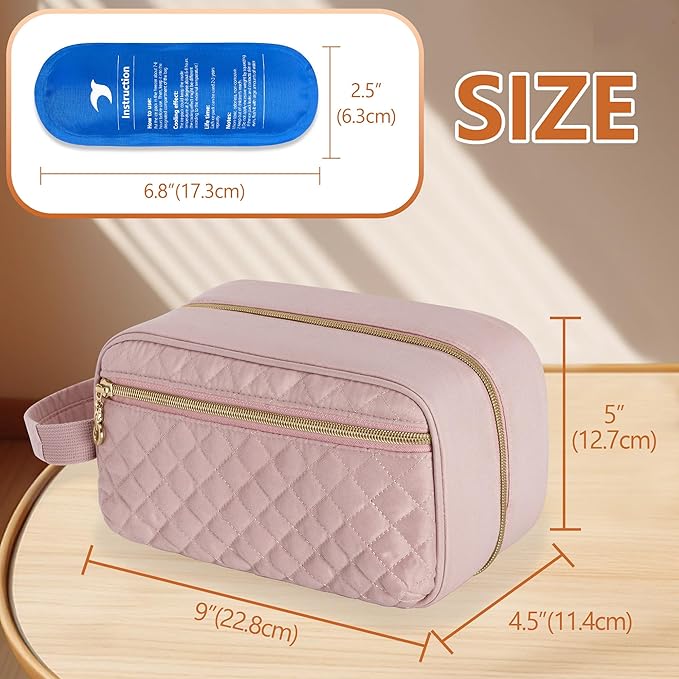 Damero Breastmilk Cooler Bag with 4 Ice Packs -Breastmilk Cooler Travel Bag Organizer with Detachable Buckle Handle for Daycare and Breastfeeding Mom,Pink