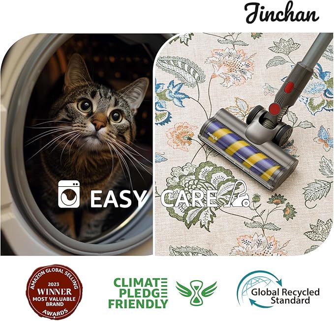 jinchan 3x8 Floral Runner Rug for Hallway Washable Kitchen Runner Vintage Romance Design Non Slip Thin Indoor Floor Cover Low-Profile Throw Carpet for Entryway Bathroom Bedroom Porch, Green/Beige