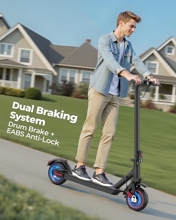 Electric Scooter, 500W Powerful Motor, 19-31 Miles Range, 10" Tires, 22Mph Max Speed, Commuting Electric Scooter with Cruise Control, Foldable E-Scooter with Dual Braking System for Adults and Teens