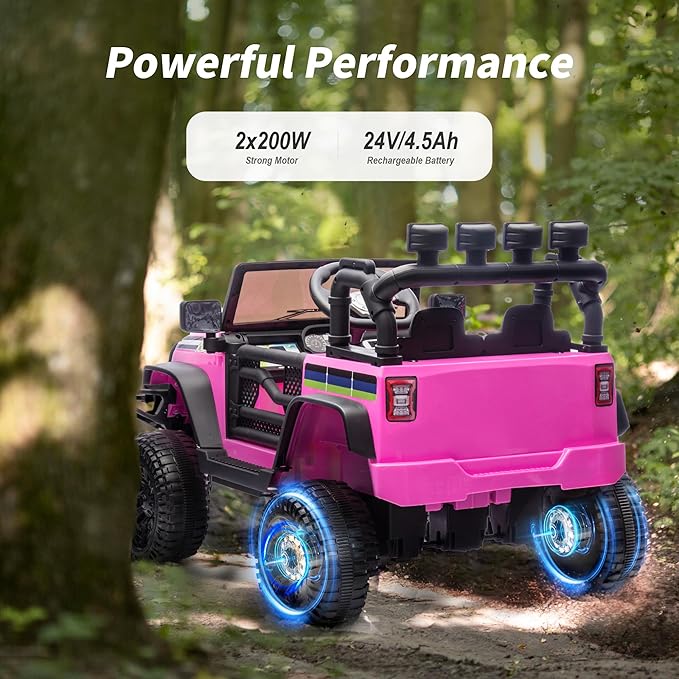 24V Kids Ride on Car, Kids Electric Vehicles Car Ride on Toy Truck for Toddlers w/Remote Control, 400W Motor - Pink