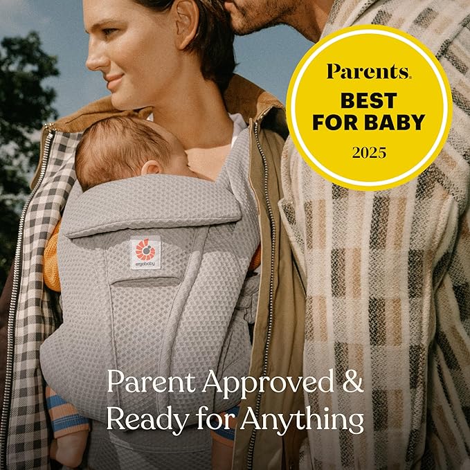 Ergobaby Omni Deluxe Baby Carrier Newborn to Toddler - Breathable Baby Carriers for Summer - All-Position Carrier with Enhanced Lumbar Support & Airflow (7-45 Pounds), Mesh, Natural Beige