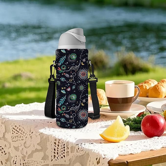 AUPET Water Bottle Sling Bag Carrier Crossbody Sleeve,Insulated Neoprene Bottle Case Holder Pouch Cover 500ML/17oz with Shoulder Strap for Walking Women Men