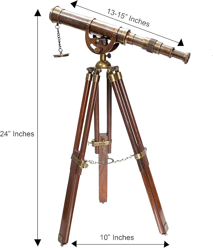 Decorative Brass Harbor Master Spyglass Telescope on Tripod – Vintage Maritime Nautical Scope for Table Office Home Decor & Collectible Navigation Gift